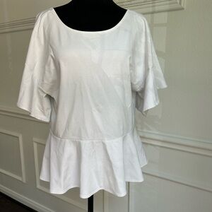 Banana Republic White Peplum Blouse, Ties at Back, Size M